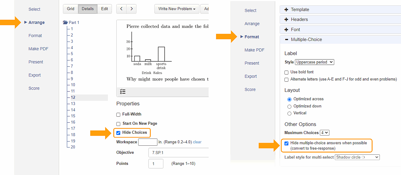 hide multiple choice