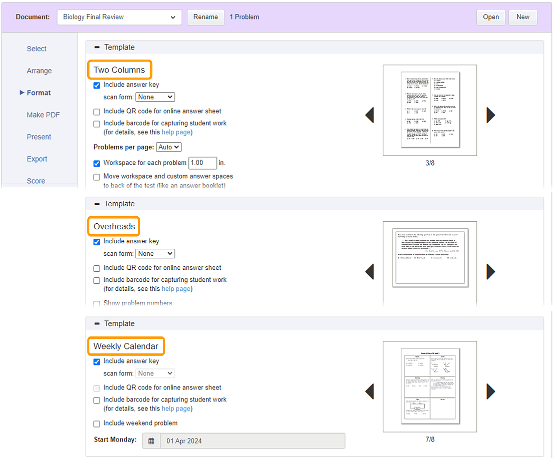 document template