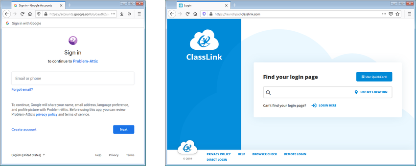 Google ClassLink login