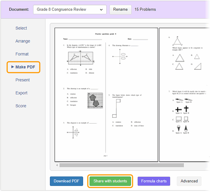 Make PDF tab