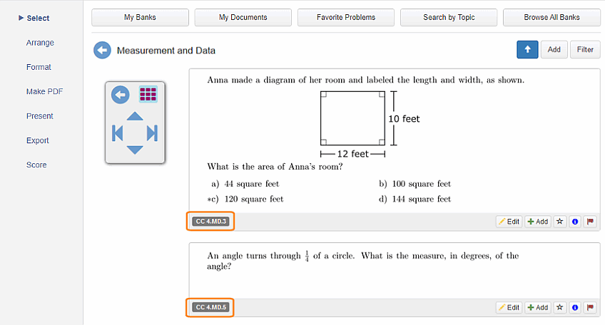 standards tab