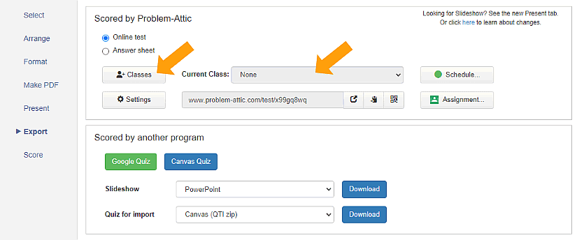 score tab, new button and menu