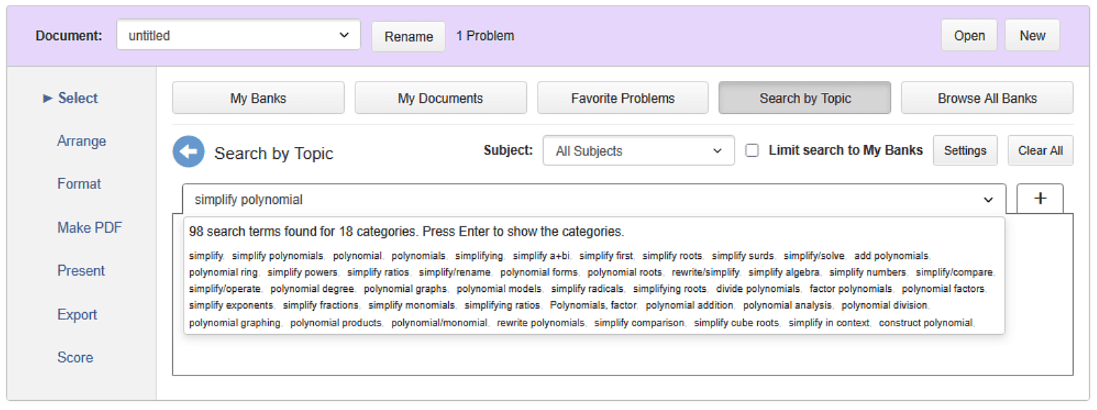 example search simplify polynomial