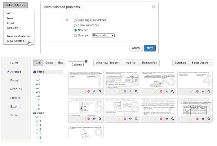 Select move to part